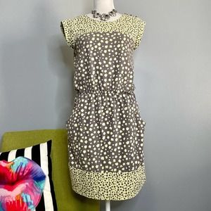 Boden Adelaide Yellow Gray Dot Cotton Modal Mini Dress 6